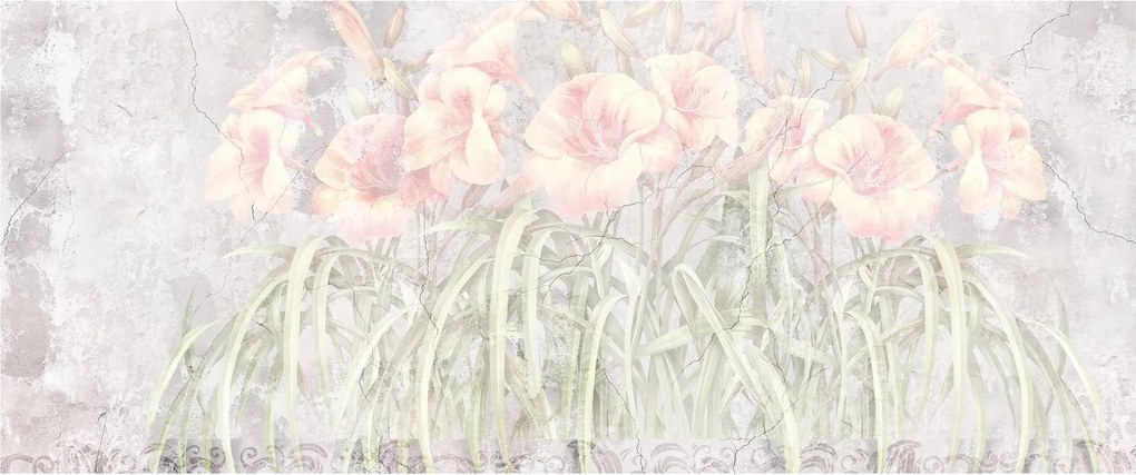 Obraz - Freska ľalií (120x50 cm)