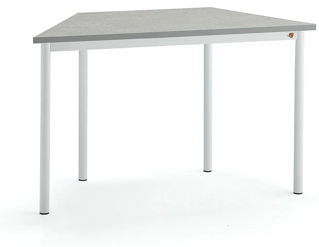 Stôl SONITUS TRAPETS, 1200x600x720 mm, linoleum - šedá, biela