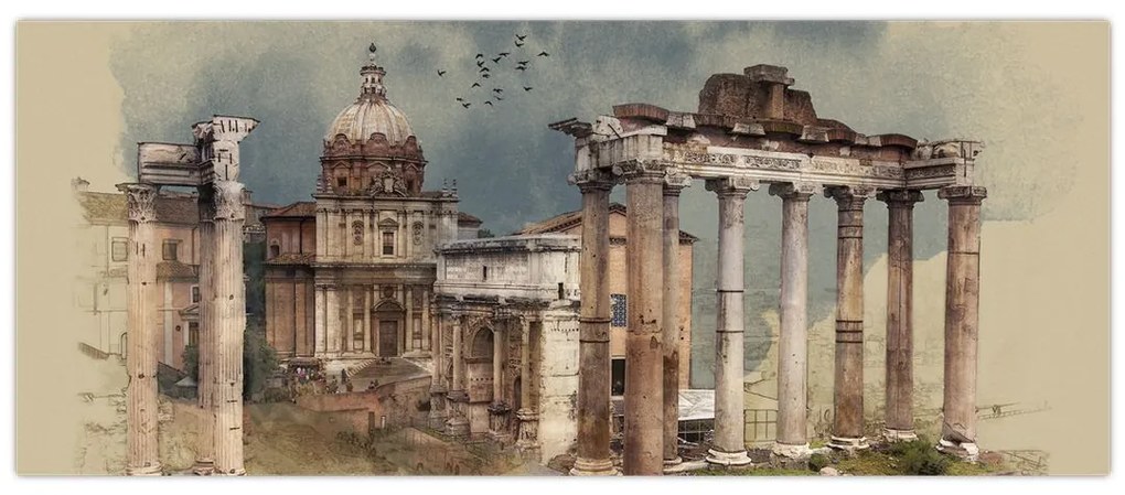 Obraz - Forum Romanum, Rím, Taliansko (120x50 cm)