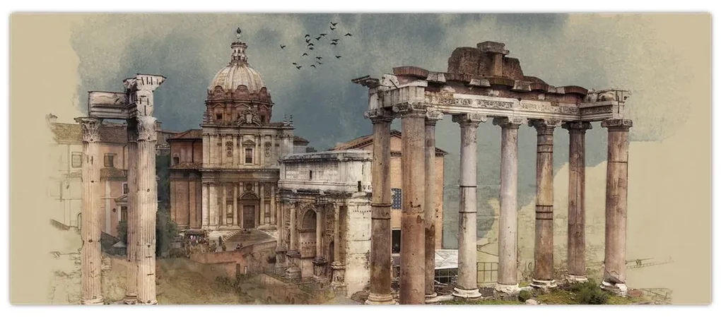 Obraz - Forum Romanum, Rím, Taliansko (120x50 cm)