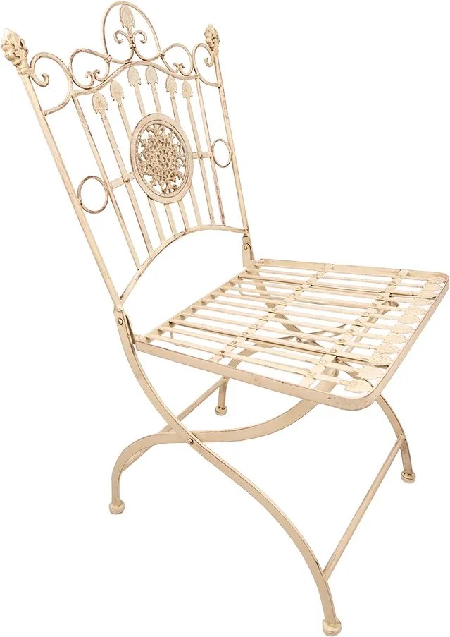 Béžovo-hnedá antik kovová stolička s ornamentom - 52*48*99 cm