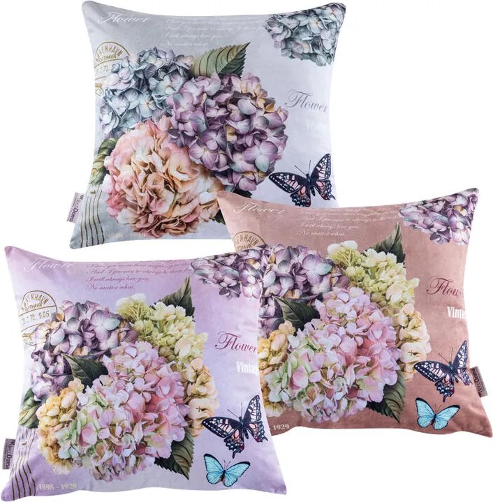 Súprava 3 ks obliečok na vankúšiky HORTENZIA 45 x 45 cm