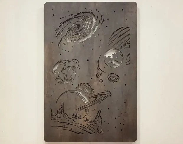 Svietiaci obraz Vesmír RGB na batériu