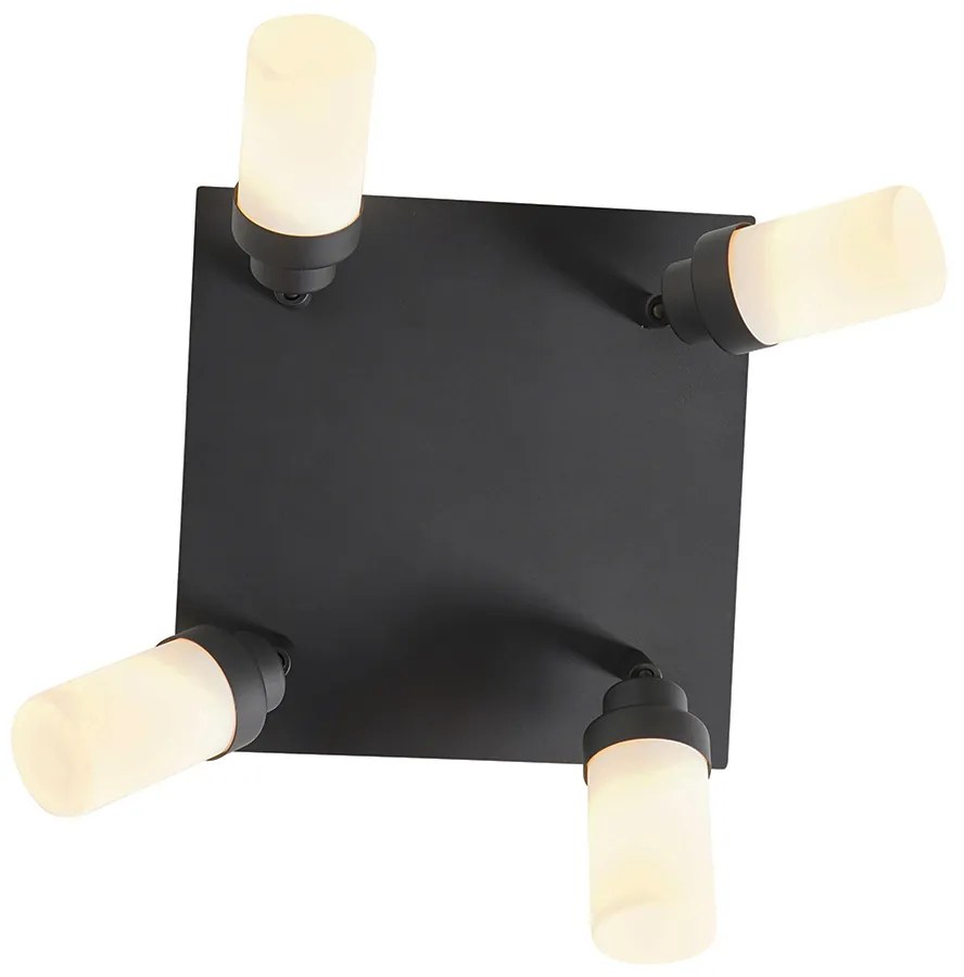 Moderné kúpeľňové bodové svietidlo čierne 4-žiarovkové IP44 - Japie