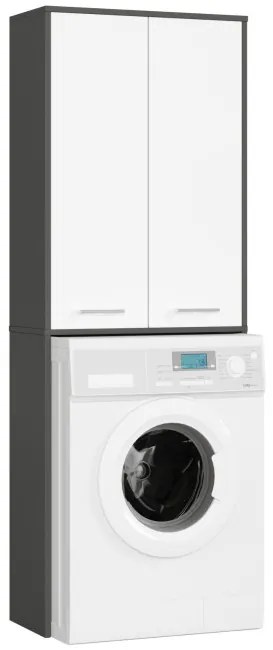 Kúpeľňová skrinka nad práčku FIN 2D sivá / biela