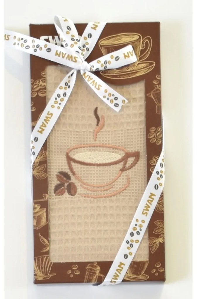 Bavlnená utierka Darčekové balenie, Šálka kávy, 50 x 70 cm