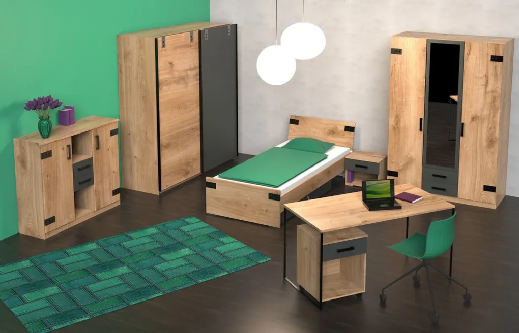 Posteľ Liverpool 140x200 cm, dub