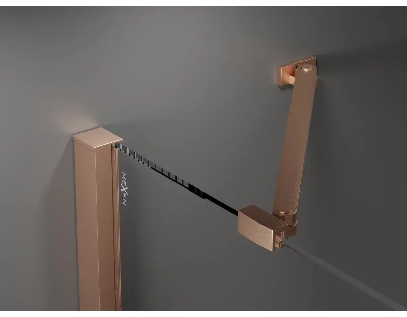 Mexen Velar Duo, posuvné sprchové dvere do otvoru 140 cm, 8mm šedé sklo, medená matná, 871-140-000-42-65