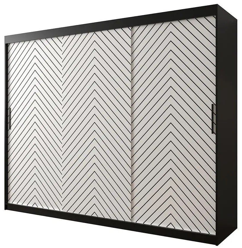 Skriňa Jodełka 1 250 čierna/biely/čierna