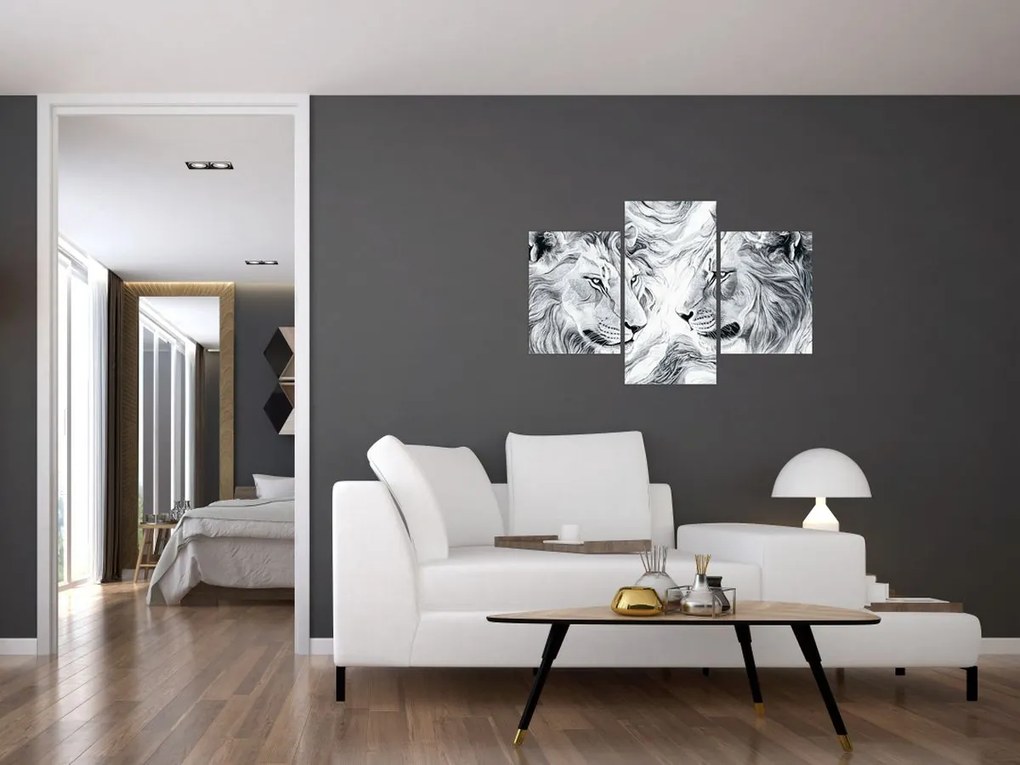 Obraz - Kreslené levie hlavy (90x60 cm)