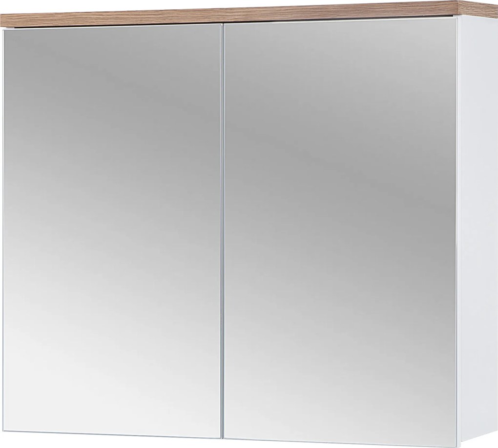 Comad Zrkadlová skrinka bez osvetlenia Bali White 80 biela/dub wotan