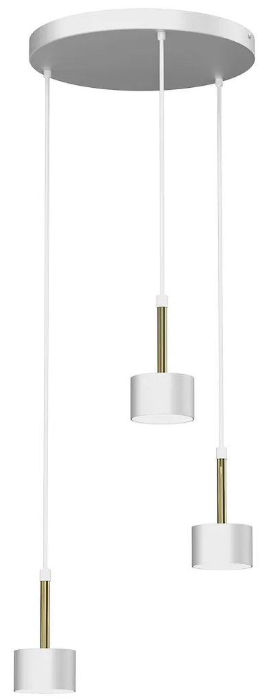 Závesné svietidlo Arena, 3x biele kovové tienidlo, w/g, o