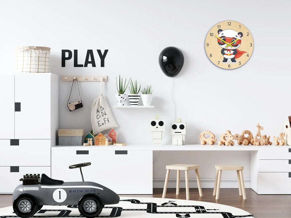 Detské nástenné hodiny Ami Panda hrdina 30 cm viacfarebné