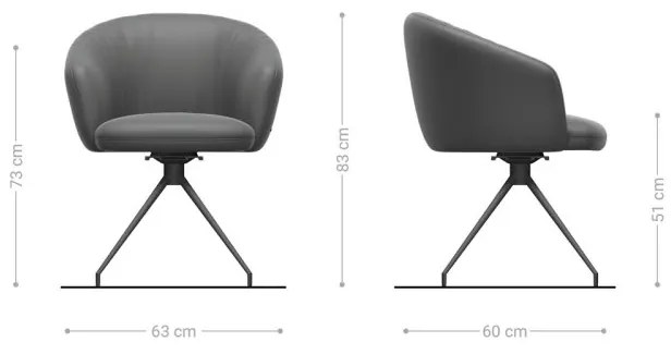 Otočná stolička Caja-Flex s podrúčkami krížová podnož zúžená kovová