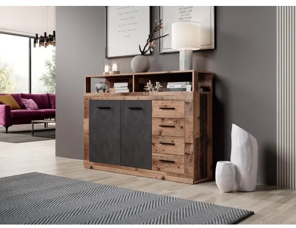 Komoda RUNA tmavohnedá/antracit