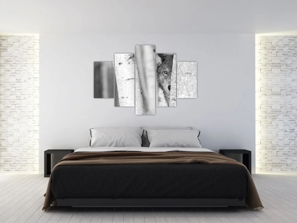 Obraz - Vlk v lese (150x105 cm)