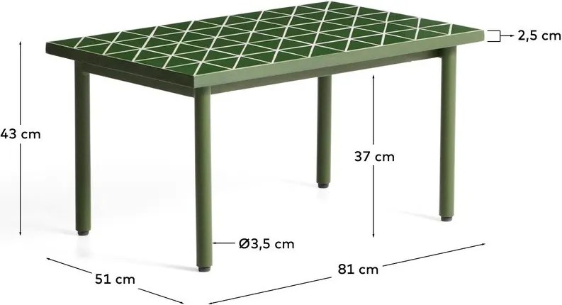 Záhradný stolík s keramickou doskou 51x81 cm Maurina – Kave Home