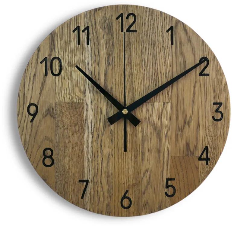 Drevené hodiny na stenu z dubového dreva - Číselný ciferník I SENTOP MAS002