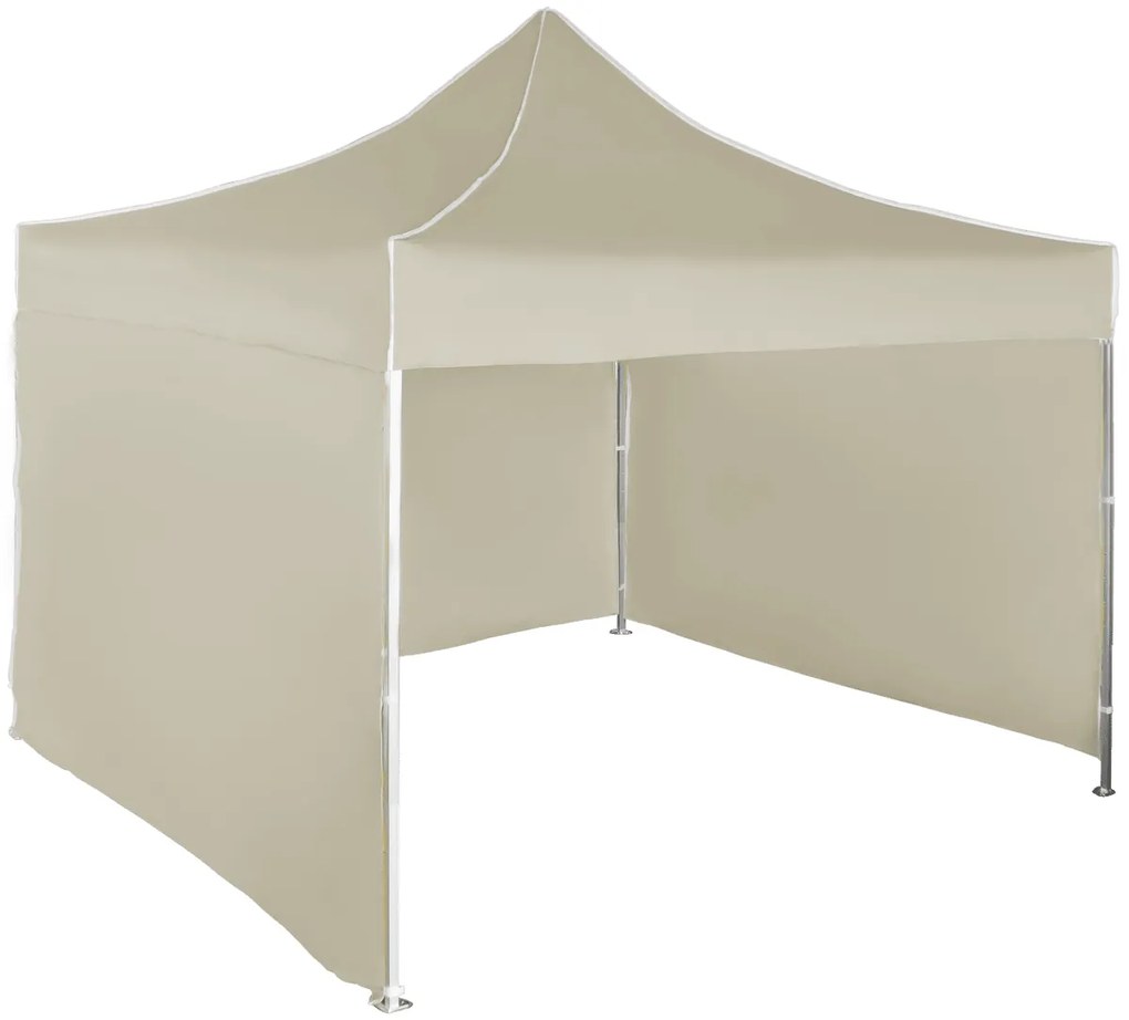Rýchlorozkladací nožnicový stan 3x3m – hliníkový, 3 bočné plachty, Béžová