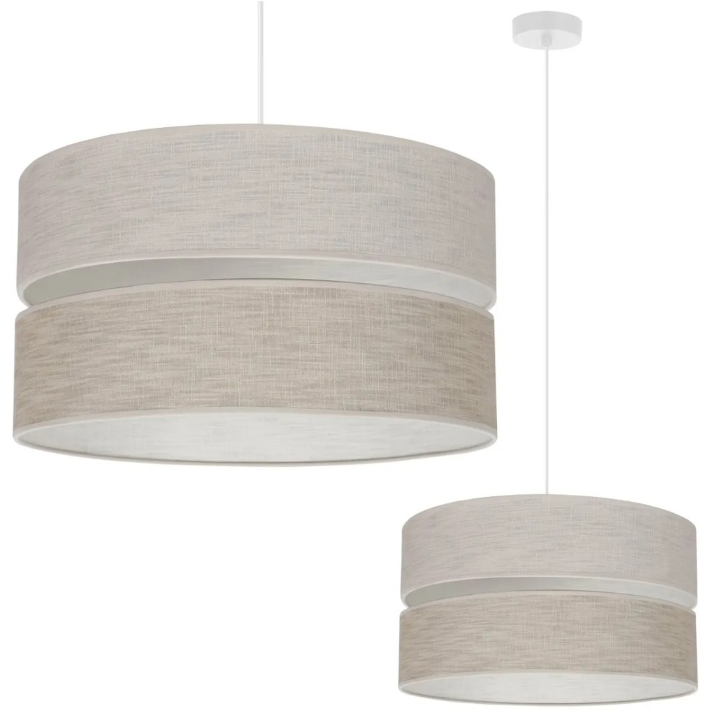 Závesné svietidlo Len, 1x béžové/svetlobéžové textilné tienidlo, (fi 40 cm), w
