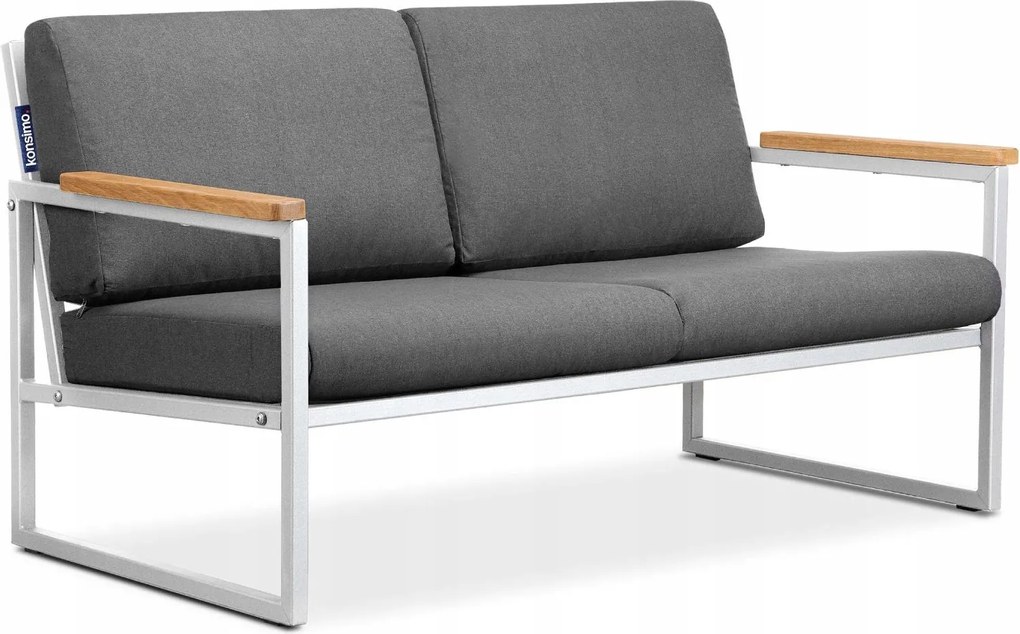 Kovová záhradná lavička Záhradná pohovka biela/sivá Konsimo Tribo loft