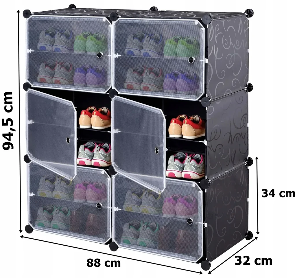 Modulárny stojan na topánky PETRA 88 cm čierny