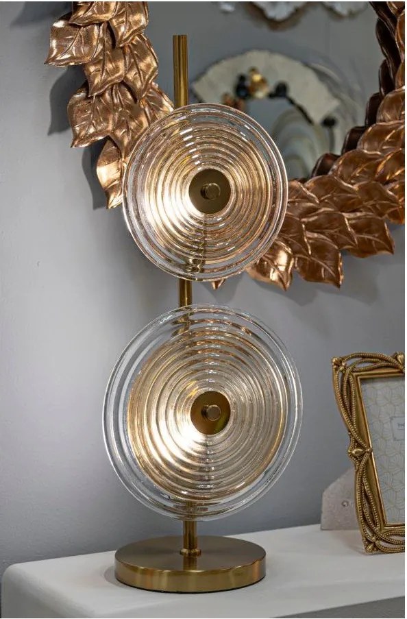 Stolová lampa v zlatej farbe so skleneným tienidlom (výška 63 cm) Venice – Mauro Ferretti