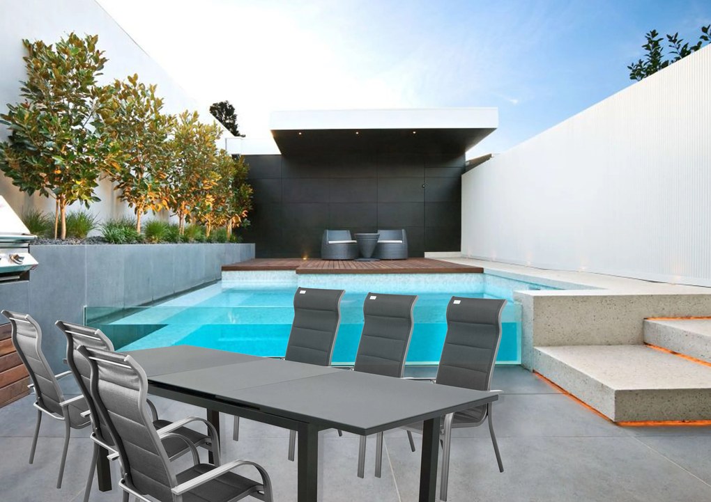 Doppler FIRENZE MIAMI sivá, rozkladací stôl, 6+1