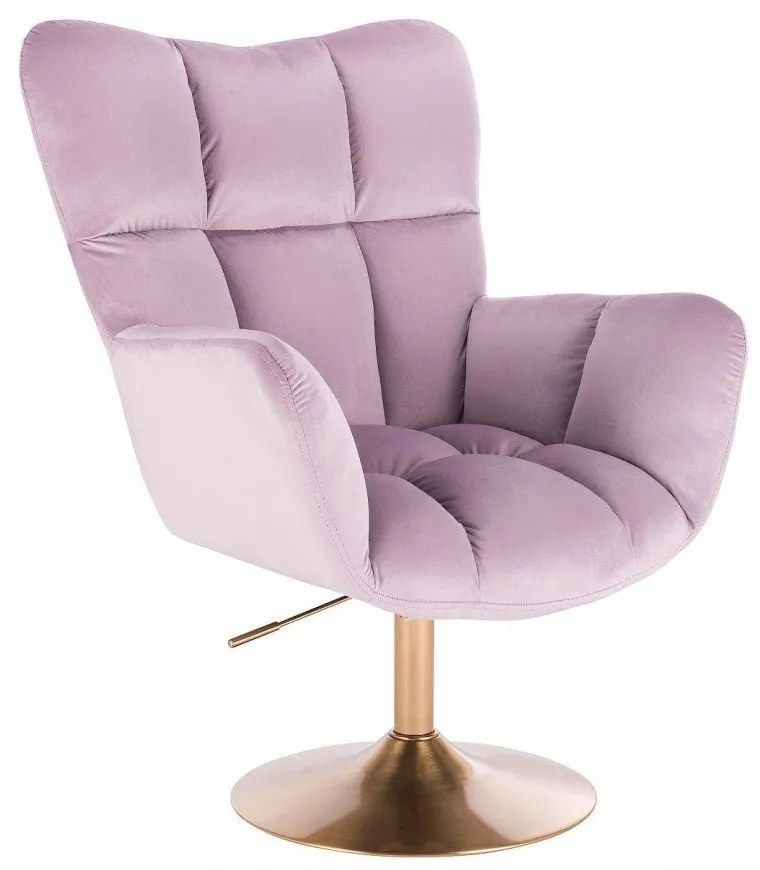 LuxuryForm DESIGN Otočné kreslo AURORA VELUR na zlatom tanieri - levanduľa