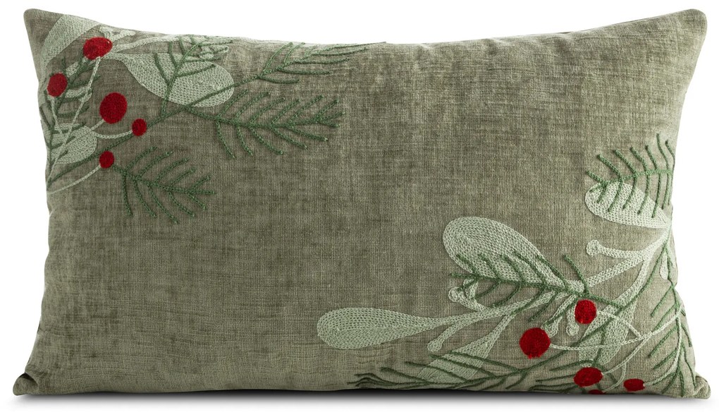 VIANOČNÁ DEKORAČNÁ OBLIEČKA NA VANKÚŠ TWIG 30X50 CM ZELENÁ