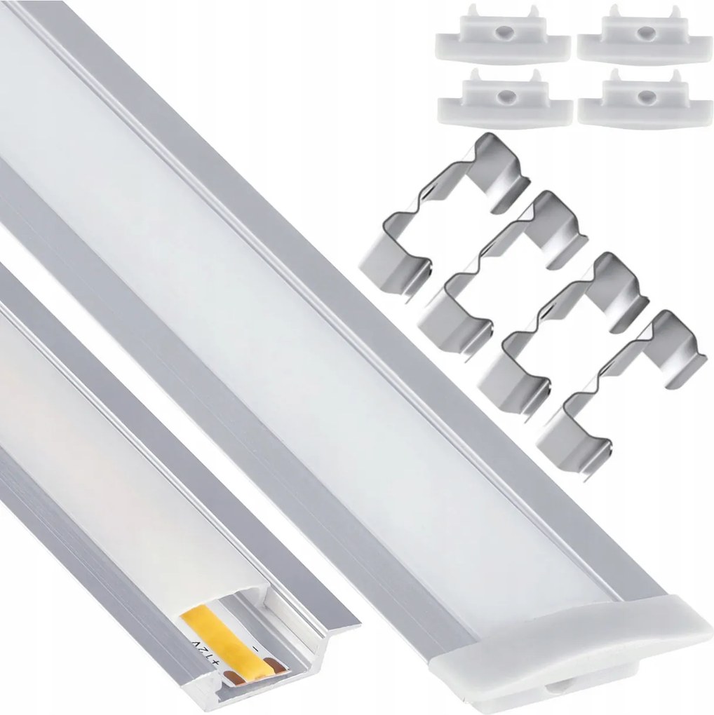BERGE LED eloxovaný hliníkový profil zapustený 2m - sada