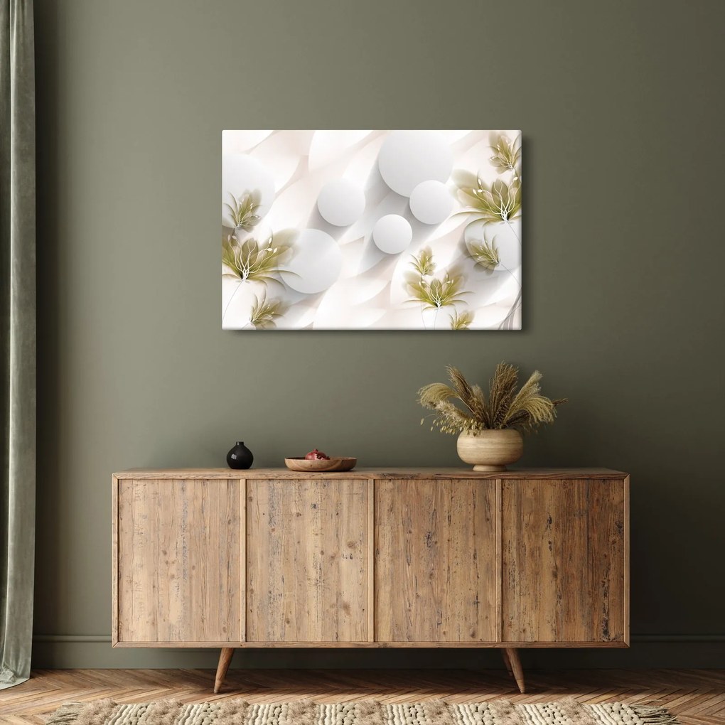 Obraz - 3D kruhy s kvetinami (90x60 cm)