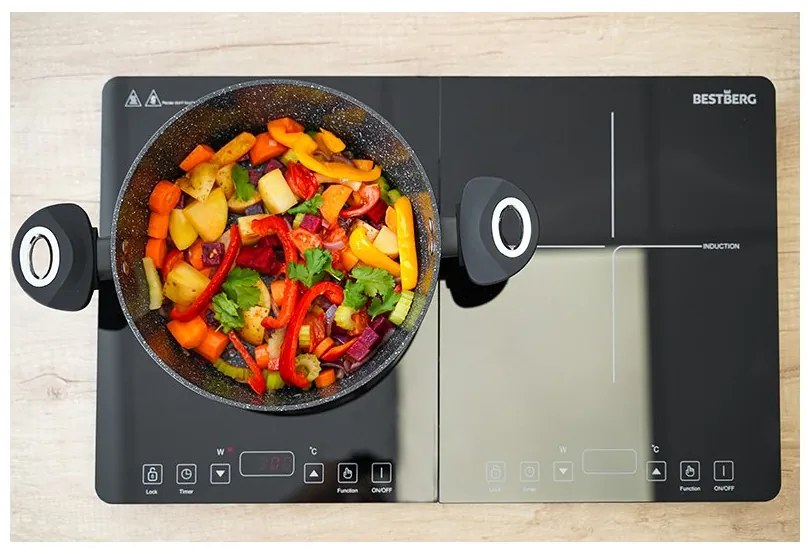 MEGAKOMBO Kuchyňský robot BestBerg BBR-2000BK + 15dílná sada nádobí BBN-1015A + Nízkosacharidový rýžovar BBRC-100 + Pákový espresso kávovar s napěňovačem BBCF-2032