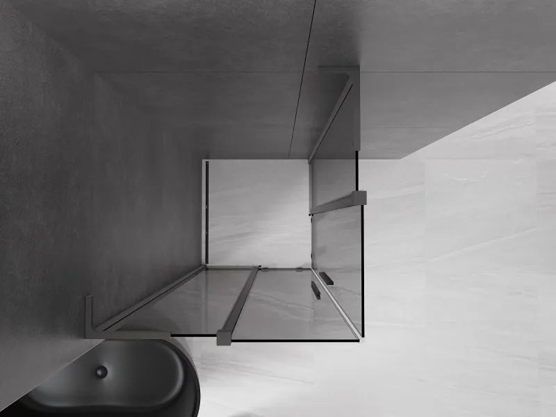 Mexen Velar L Duo, sprchový kút s posuvnými dverami 90 x 90 cm, 8mm šedé sklo, brúsený grafit, 871-090-090-02-43-95