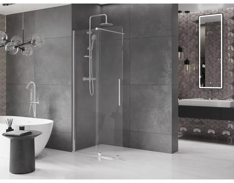 Mexen Velar, posuvné dvere do otvoru typ Walk-In 90 cm, 8mm číre sklo, chrómová, 871-090-000-03-01