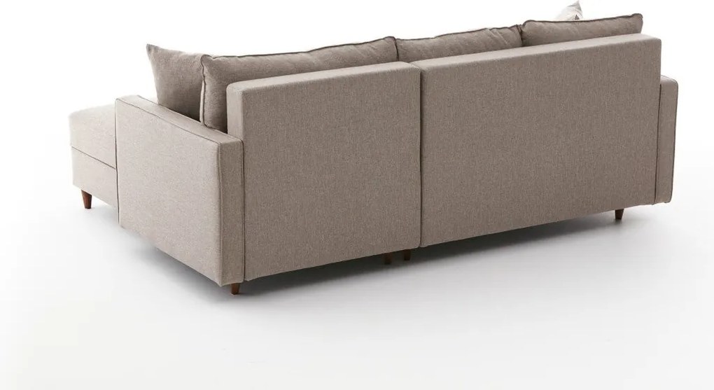 Rohová sedací souprava Eva 210 cm s taburetem béžová pravá