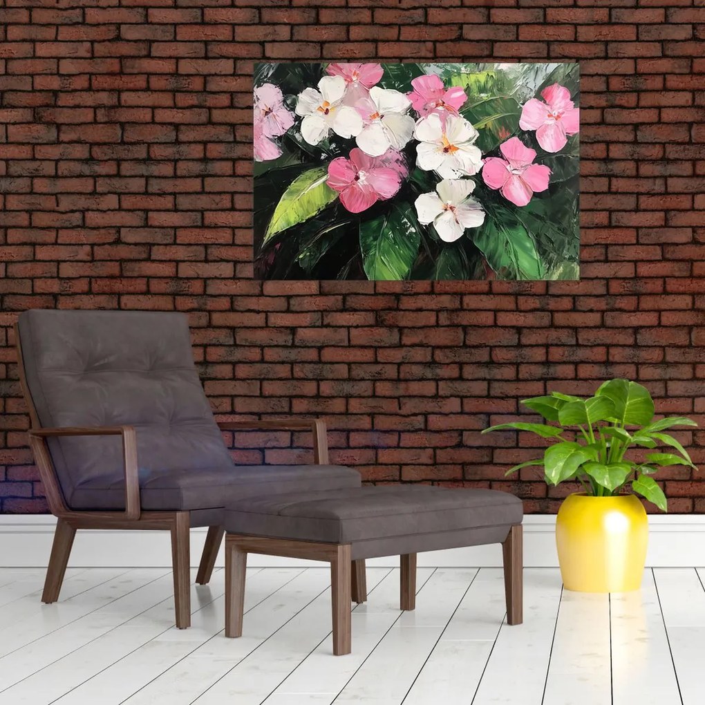 Obraz - Ružové a biele kvety (90x60 cm)