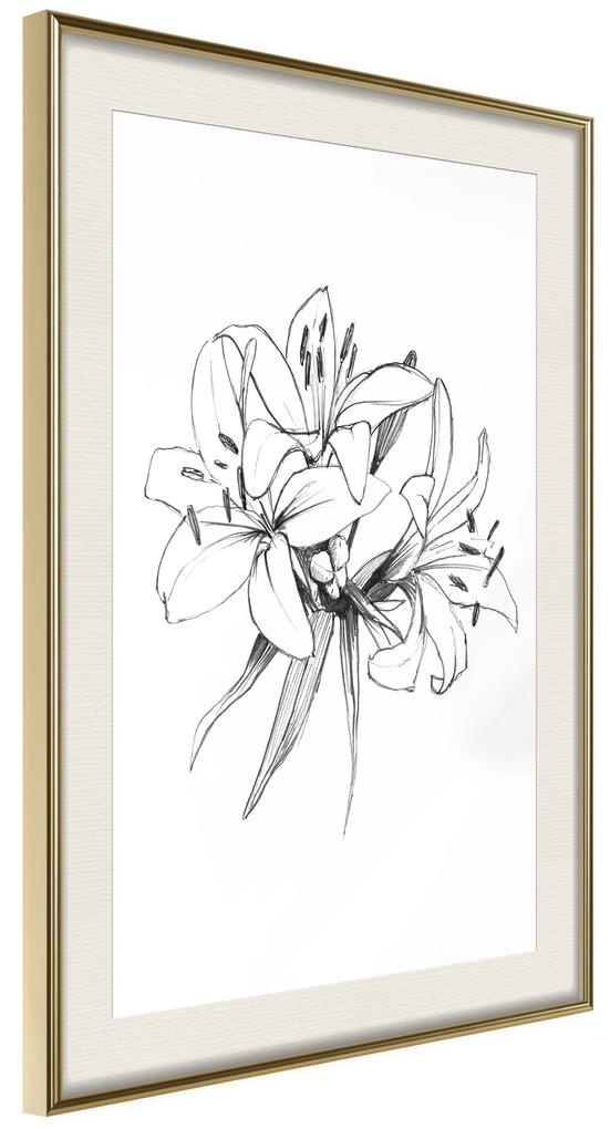 Artgeist Plagát - Drawn Flowers [Poster] Veľkosť: 30x45, Verzia: Čierny rám