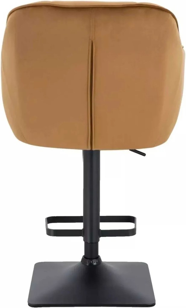 LuxuryForm DESIGN Barová stolička AVOLA VELUR na čiernej hranatej podstave - medová