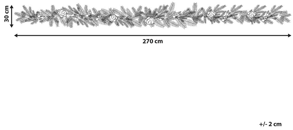 Zasnežená vianočná girlanda s LED svetlami 270 cm biela WHITEHORN Beliani
