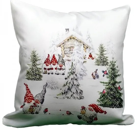 Vankúšová obliečka Škriatkovia v snehu 40x40 cm