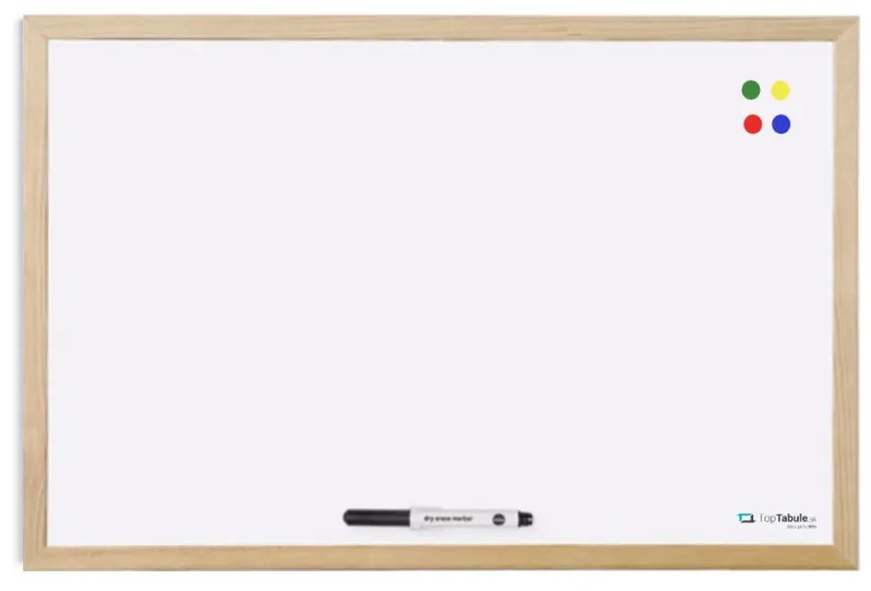 Toptabule.sk MTDR6040 Biela magnetická tabuľa v prírodnom drevenom ráme 90x60cm /