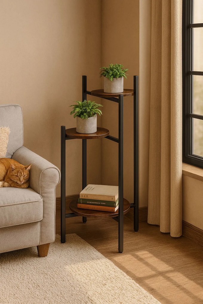 Stojan na květiny CAROL černý/hnědý