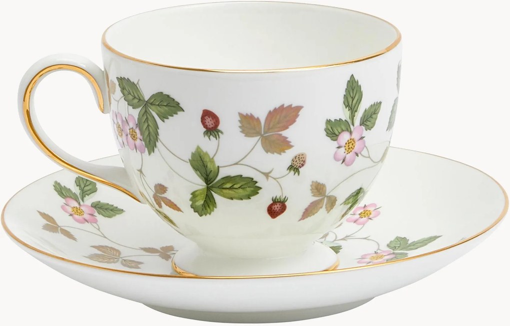 Šálka na čaj's podšálkou z jemného kostného porcelánu Wild Strawberry
