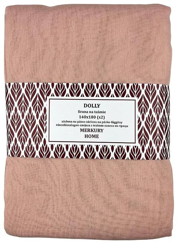 Záclona na páske Dolly polyester svetloružový 140x180 (x2) Merkury Home