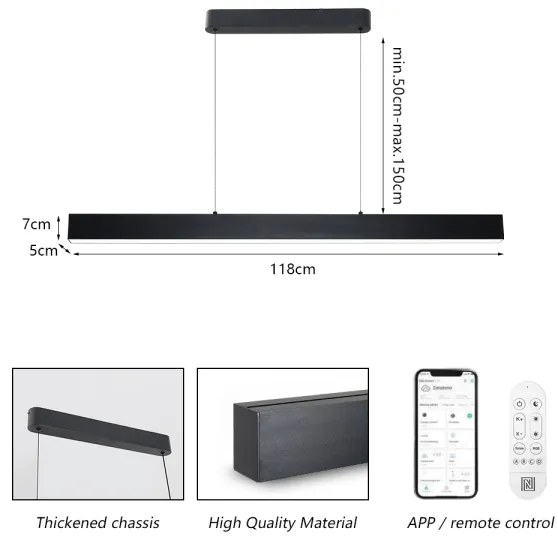 Brilagi - LED Stmievateľný luster SLEEKLINE SMART LED/40W/230V Wi-Fi Tuya čierna+DO