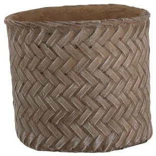 Hnedý cementový kvetináč -imitace tkaného kvetináče XL - Ø23,5*22 cm