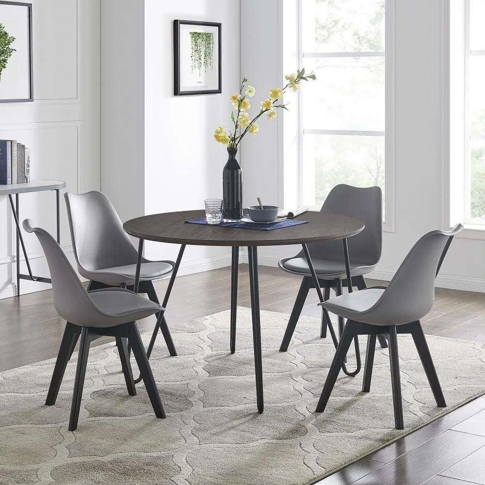 Jedálenský set stôl Catini BERSON + 4x stolička sivá / čierna
