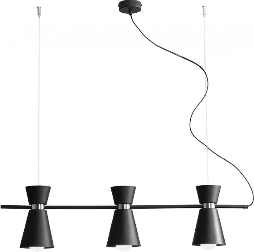 KEDAR | dizajnová čierna visiaca lampa trojitá