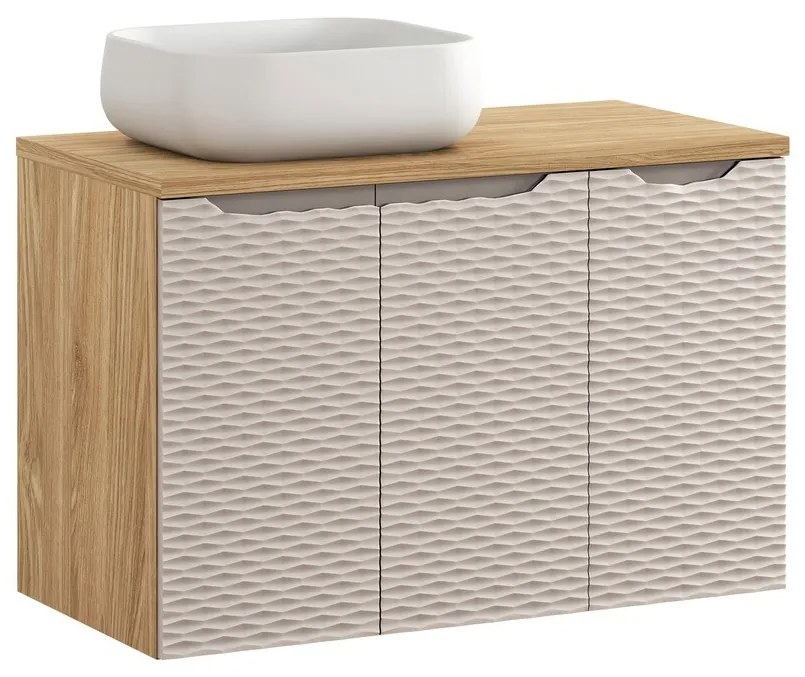 Kúpeľňová skrinka Ocean Beige s doskou a umývadlom 90 cm béžová/dub
olejovaný
